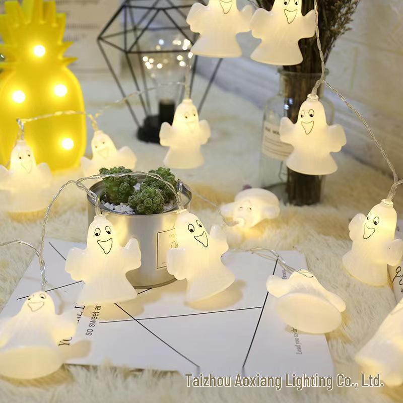 Halloween LED String Lights - Pumpkin, Spider, Ghost, Horror Decor, Marigold Colored Small Lights