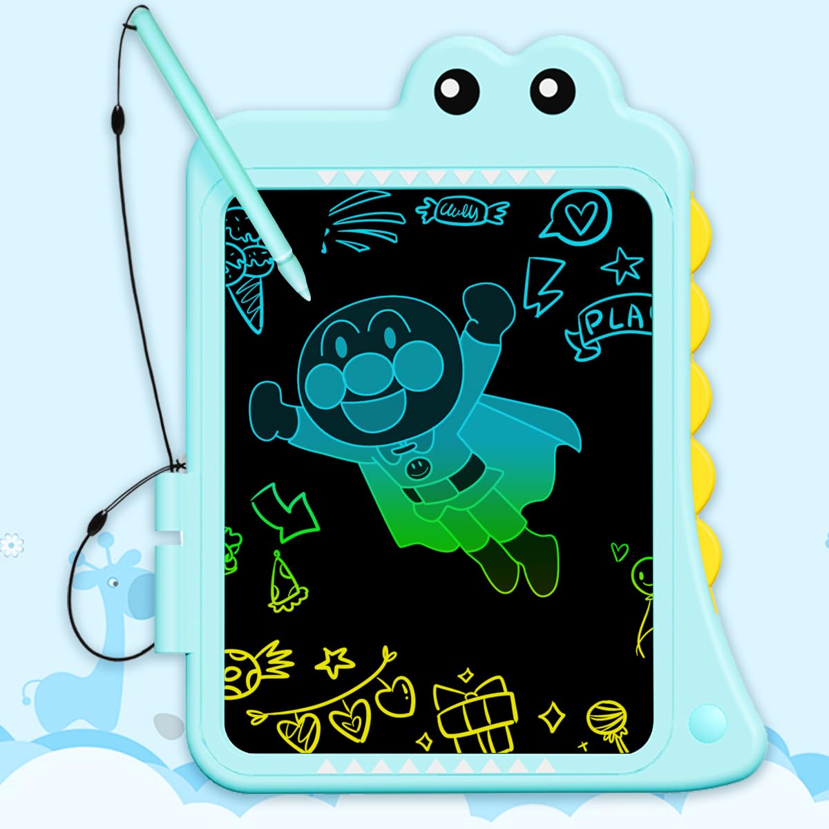 

Доска для рисования динозавров Opard LCD 10 дюймов для детей 2, 3, 4, 5, 6, 7, 8, 9 лет, электронный блокнот, цветной экран, датчик давления, обучающие игрушки для мальчиков синий