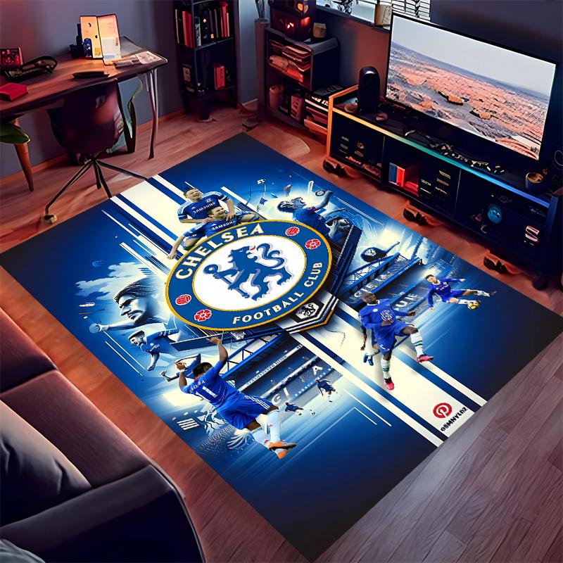 1pc Chelsea FC logo Print Area Rug - Soft,Washable Non-Slip Indoor Mat for Office Chairs,Living Room,Home Office Decorative Rug