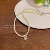 Flash Diamond Sugar Cube Pearl Necklace Women's Light Luxury Beaded Collarbone Chain Internet Celebrities with the Same Jewelry