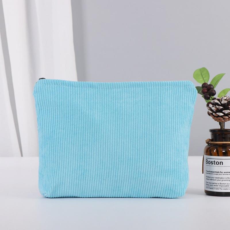 Women Large Capacity Zipper Make Up Organizer Storage Clutch Corduroy Travel Cosmetic Bag Portable Makeup Storage Bag Purses
