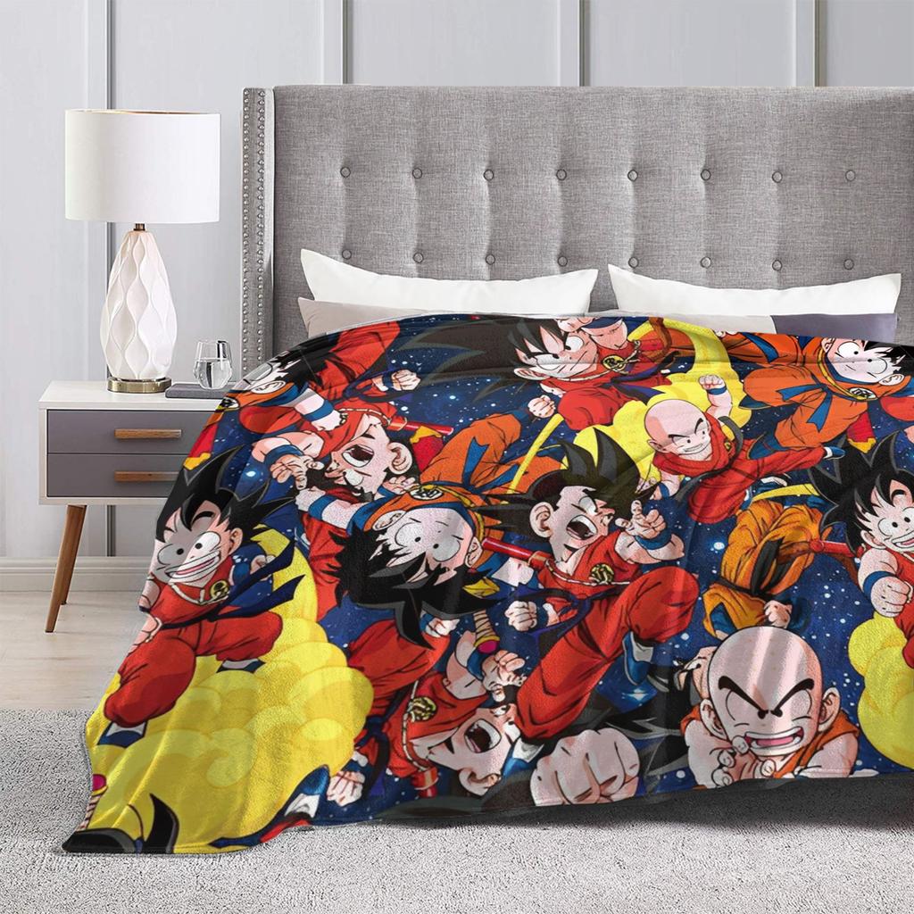 DBZ Goku Pattern Blanket Cover Flannel Soft Throw Blankets for Outdoor Travel Bedroom Quilt