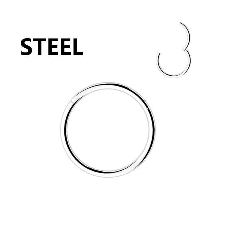 

1PC Stainless Steel Nose Hoop Septum Piercing Clicker Hinged Segment Rings Lip Helix Daith Conch Cartilage Earrings Sexy Jewelry 1.0x6mm