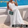 Fashion Summer Spring Solid Color Print Sleeveless U-Neck   Casual Dresses