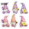 Resin Dwarf Figurines for Patio Balcony Halloween Gnome Statue, Spring Butterfly Bird Flower Decorative Desktop Accents Home Figurine Garden