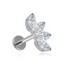 Titanium Labret Cluster Earring With White Zircons - Silver 1.2/8