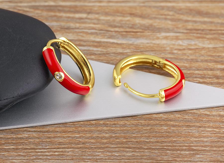 Nidin New Minimalist Candy Colors Enamel Round Hoop Earrings for Women Zircon Piercing Cartilage Huggie Ear Jewelry Wedding Gift