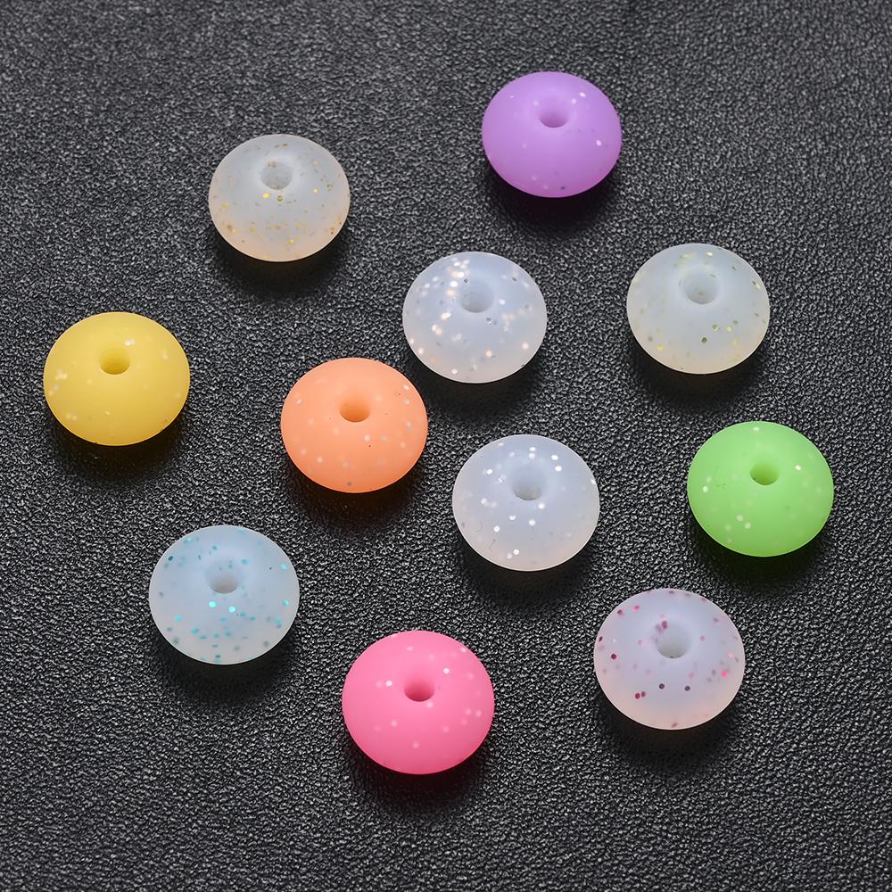 12mm 50Pcs Silicone Luminous Spacer Beads BPA Free Chewable Teething Beads Pacifier Teether DIY Necklace Accessories