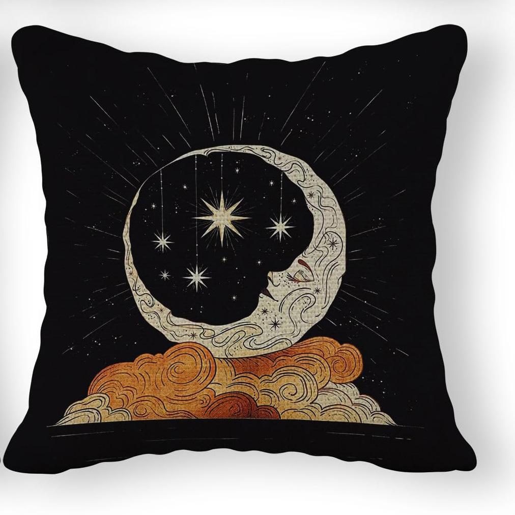 Zodiac Inspiration Print Cushion Cover, Durable & Stain-Resistant, Sofa & Bedroom Pillowcase