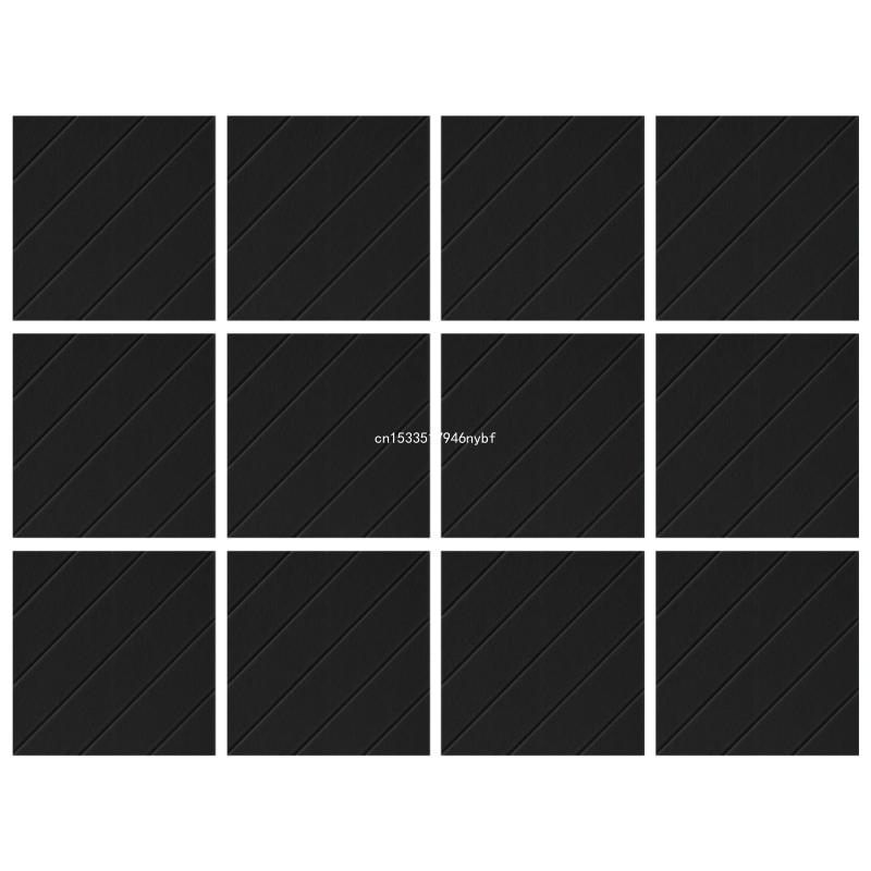 

12 шт. акустических стеновых панелей из пенопласта, огнестойкие звукопоглощающие плитки, полиэстеровая текстура для детских комнат и дропшиппинга чёрный