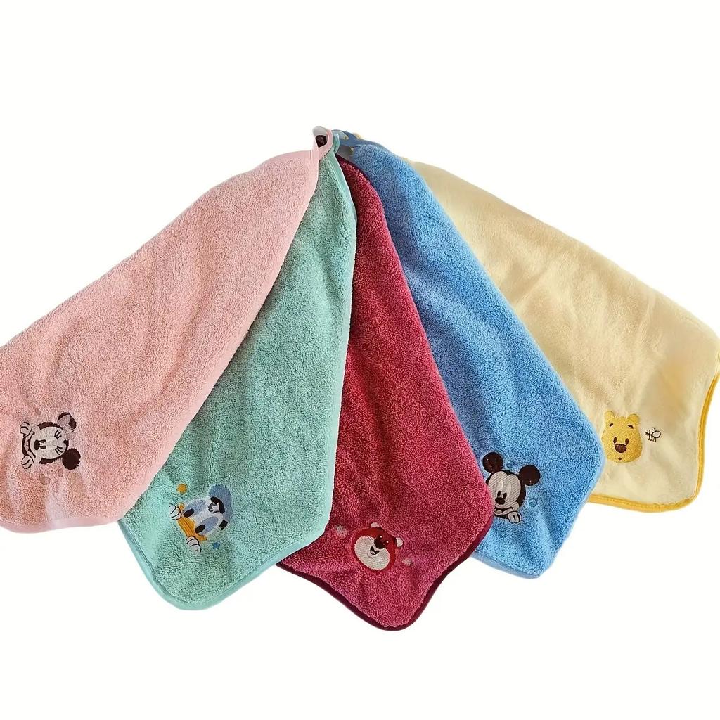 Set di 5 asciugamani quadrati Disney Ricamati Corallo Morbido Strofinaccio e Spugnetta