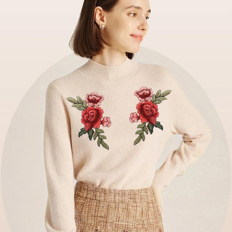 2Pcs Dress Embroidered Fashion Lingerie Breast Flower Sewing DIY Polyester Fabric Sticker Embroidered Decals Flower Applique