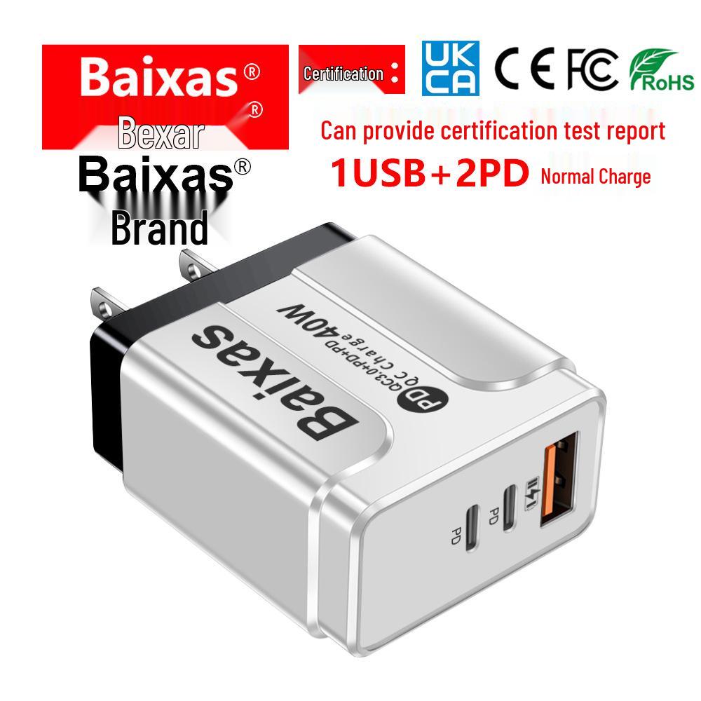 Universal Charger with 1U+2PD Ports - Compatible with UK, EU, US, AU Standards