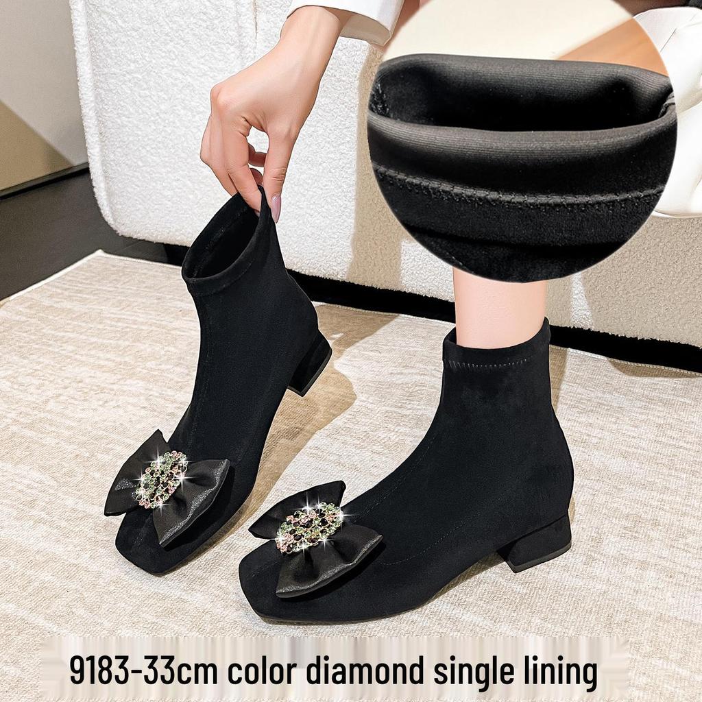 Damen Wildleder-Sockenstiefel mit hohen Absätzen im französischen Stil - Herbst/Winter-Kollektion 2025