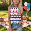 Sleeveless Loose Fit Tank Top Independence Day Star Print Denim Patch Round Neck T Shirt for Women Casual Summer Wear