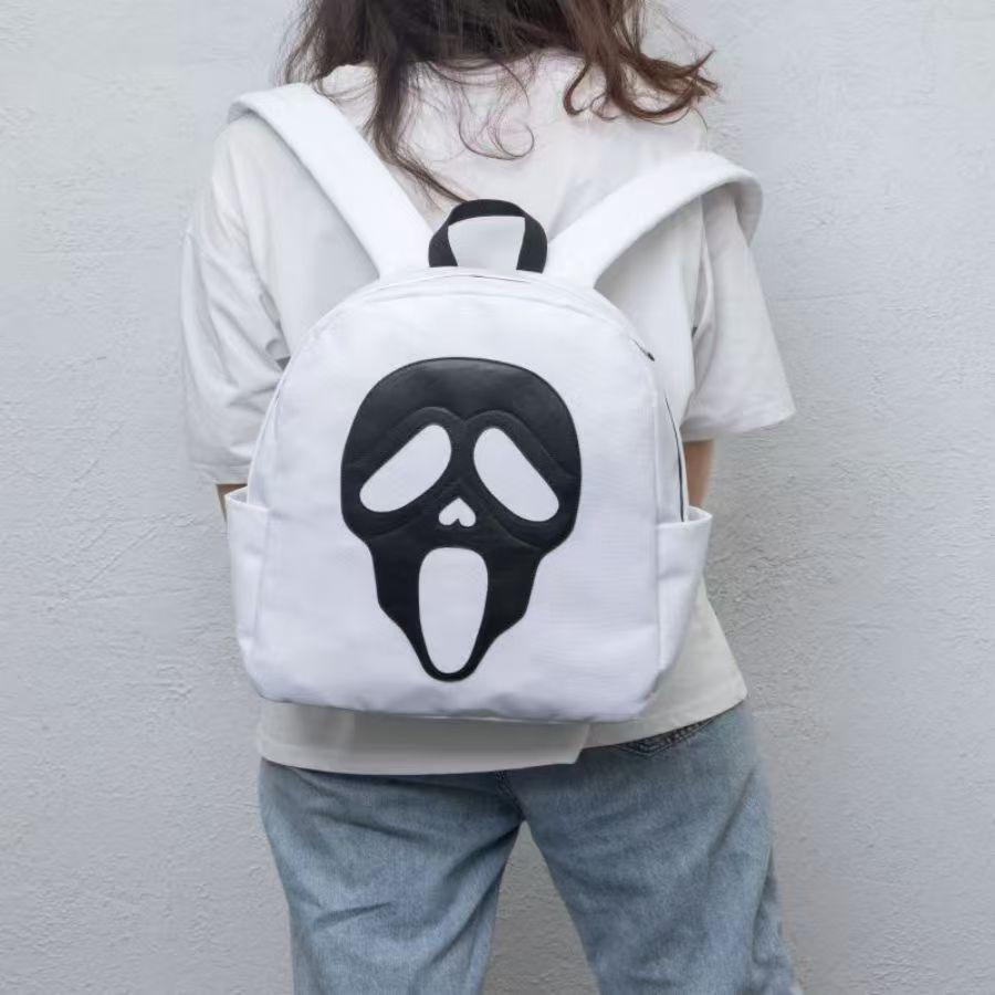 Kids Halloween Stuff Children Fashion Bag Black And White School Bag Ghost Print Boutique Teenages Outdoor Backpack