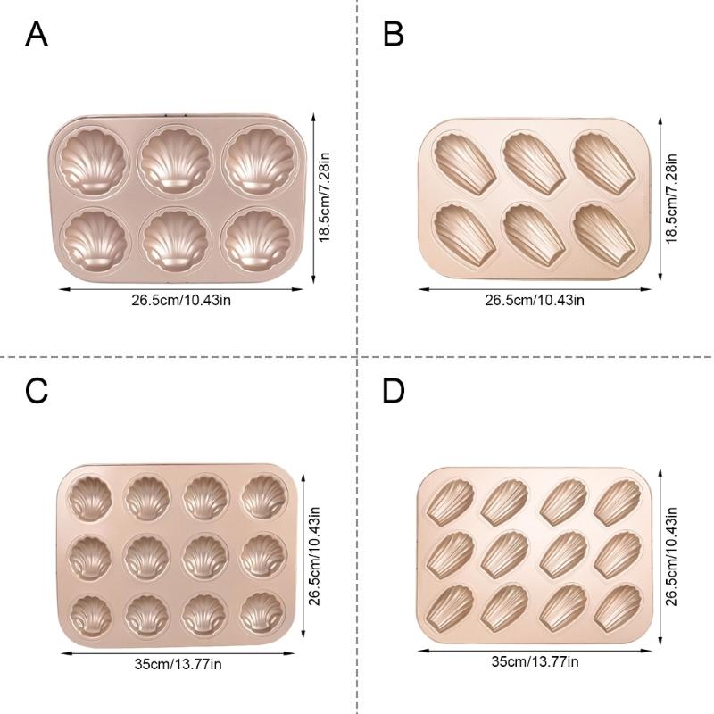 6/12 Cavity Shell Shape Madeleine Cake Pan Dessert Mold For Quick Baking Carbon Steel Nonstick Easy Cleaning Design