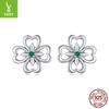 S925 Sterling Silver Four-Leaf Clover Stud Earrings Fashion Niche Temperament Earrings Women'S Cross-Border Source Direct Sales