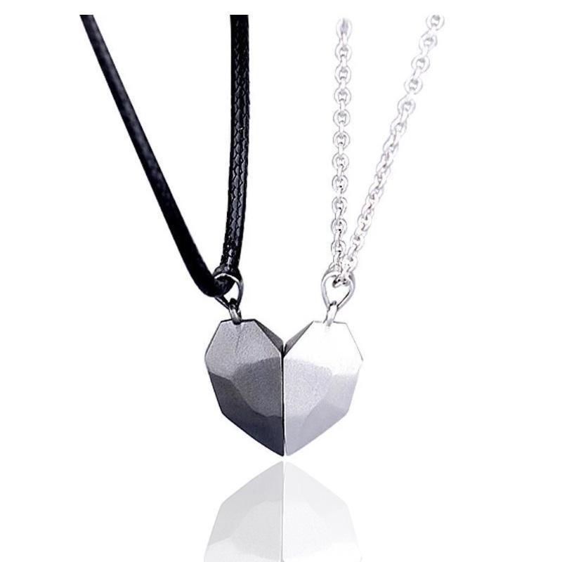 Unique Lover Heart Pendant Necklace Magnetic Couple Gift