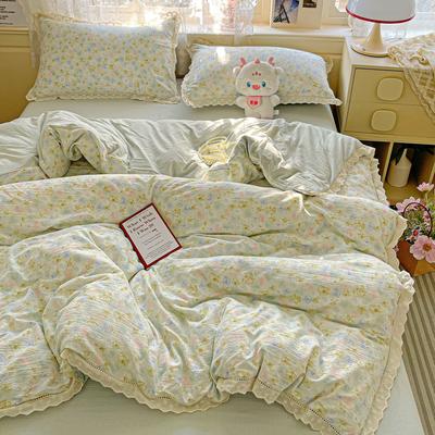 Conjunto de Cama Princesa INS Babado Renda Capa de Edredom Romântica Roupa de Cama Mulher Meninas Decoração para Casa Conjunto de Capa de Edredom Estilo Coreano Floral