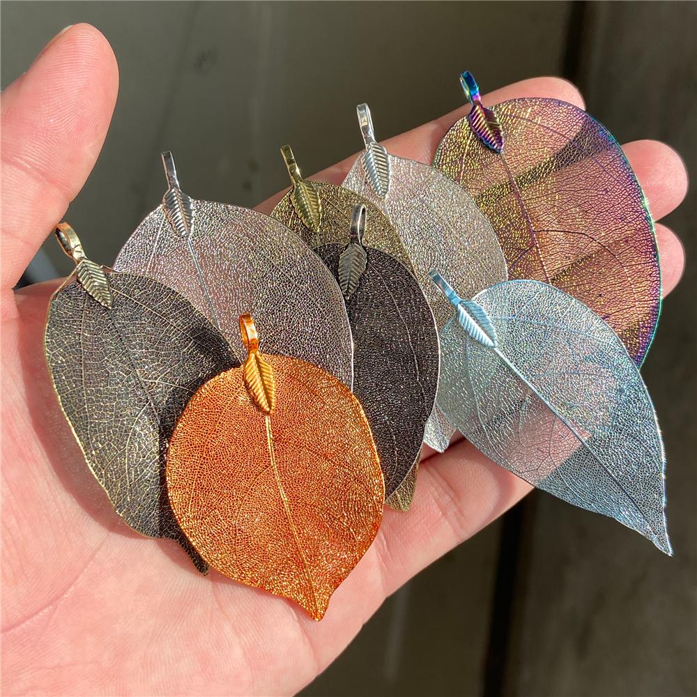 5pcs Fashion New Leaves Metal Pendants Unique Sweater Leaf Vein Pendant DIY Necklace Earring Accessory Fine Jewelry Handmade