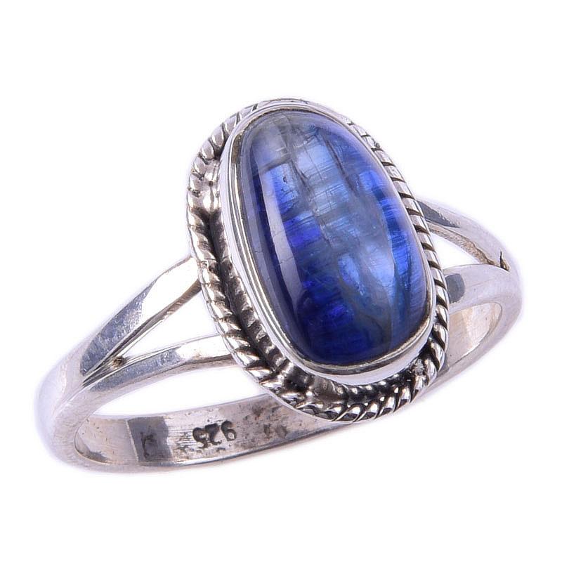 Natürlicher Kyanit Edelstein Handgefertigt 925 Massiv Sterlingsilber Ring Größe 9 K6d73