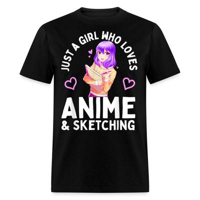 Niedliches Anime-Shirt Nur ein Mädchen, das Anime und Skizzieren liebt Künstler-T-Shirt S-6XL
