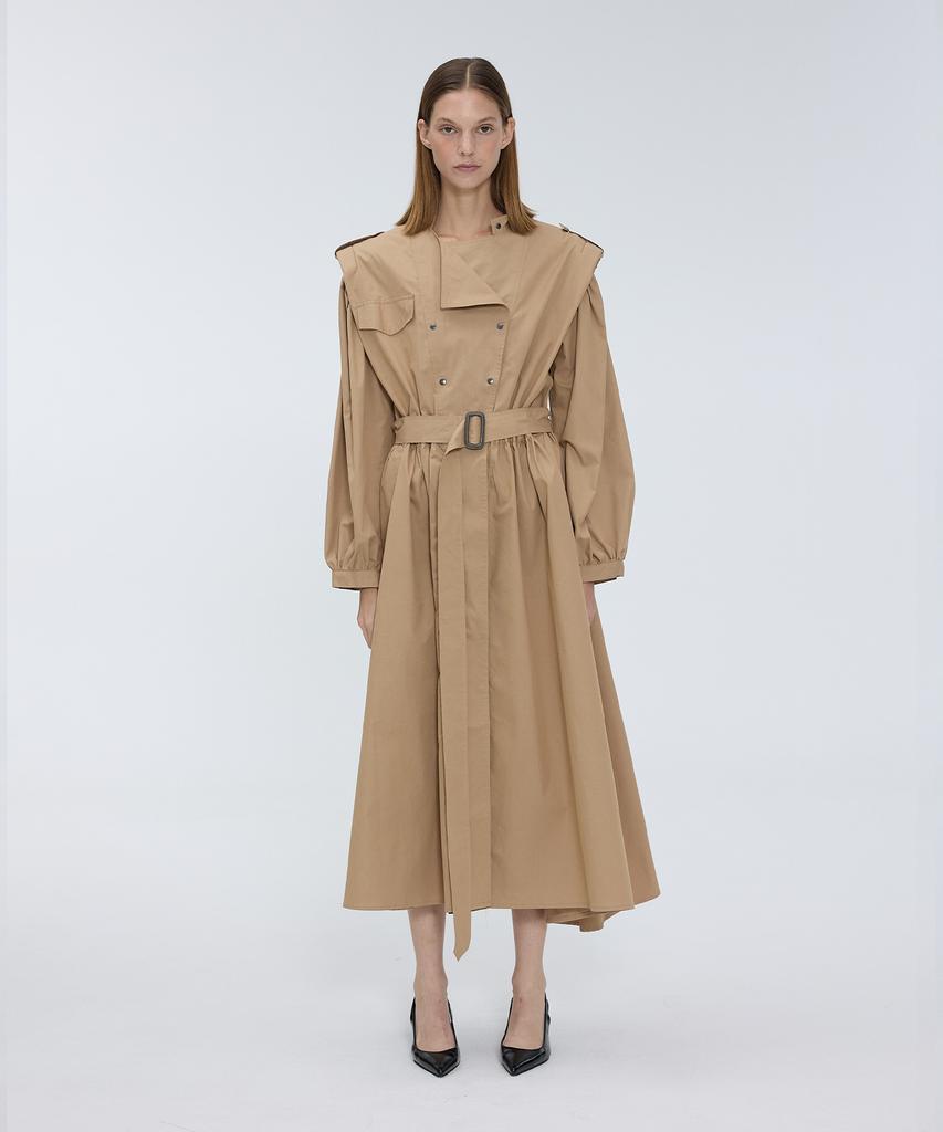 Meuameu Puff Sleeve Trench Coat Dress