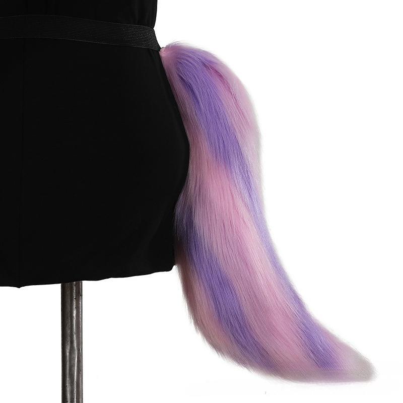Sztuczne Futerka Ogon Zwierzęcy Lisy Koty Pies Ogon Wilka Halloween Kostium Cosplay Akcesoria Imprezowe Regulowany Futrzany Ogon Kota Lisa