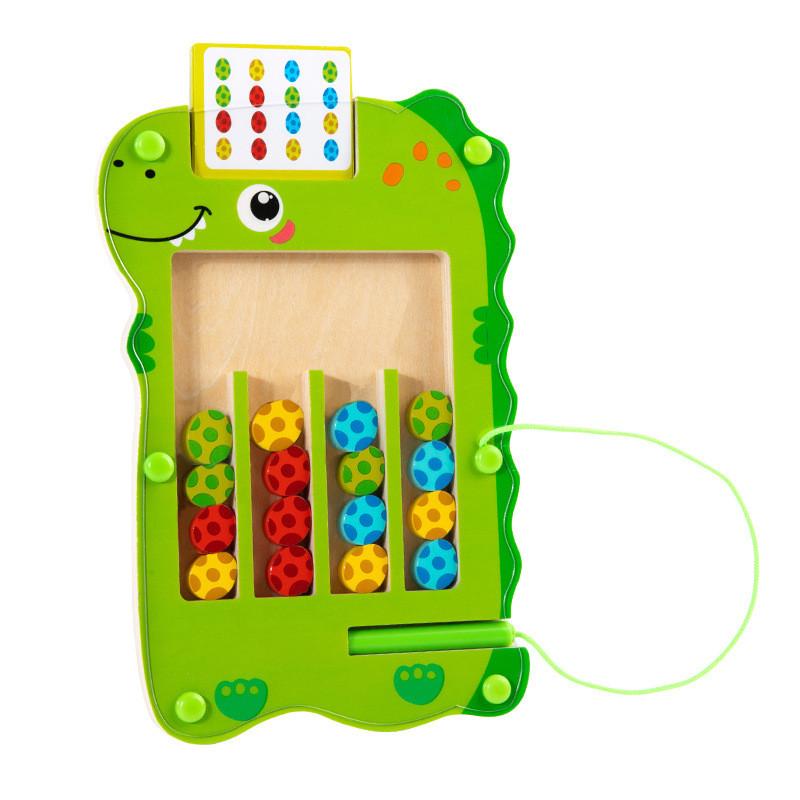 Green Dinosaur Wooden Color Walking Game Board Children Puzzle Toy For Gift