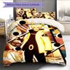 Literie Motif Naruto Uzumaki Anime Décoration de Maison Cadeau d'Anniversaire (1 housse de couette + 2 taies d'oreiller, sans garniture.)