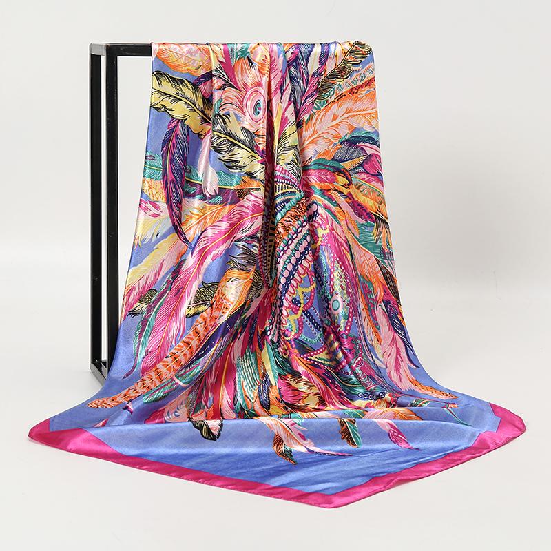 2025 Hip Hop Hijab Scarf Women Print Neckerchief Foulard Square Satin Silk Scarves Shawls And Wraps Lady Pashmina Bandana 2025