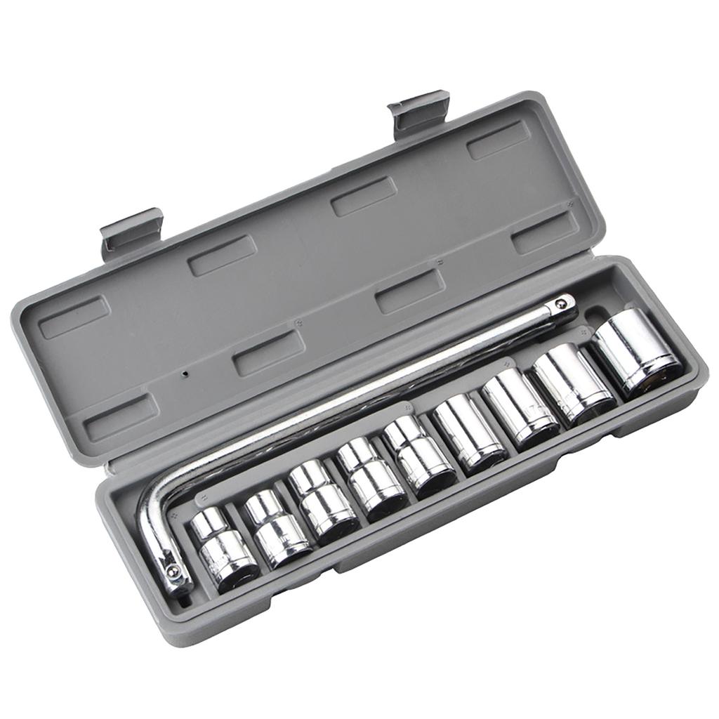 10Pcs Wrench Socket Set Auto Repair Mechanical Tool Kit Hardware 8?24mm with Gray Box