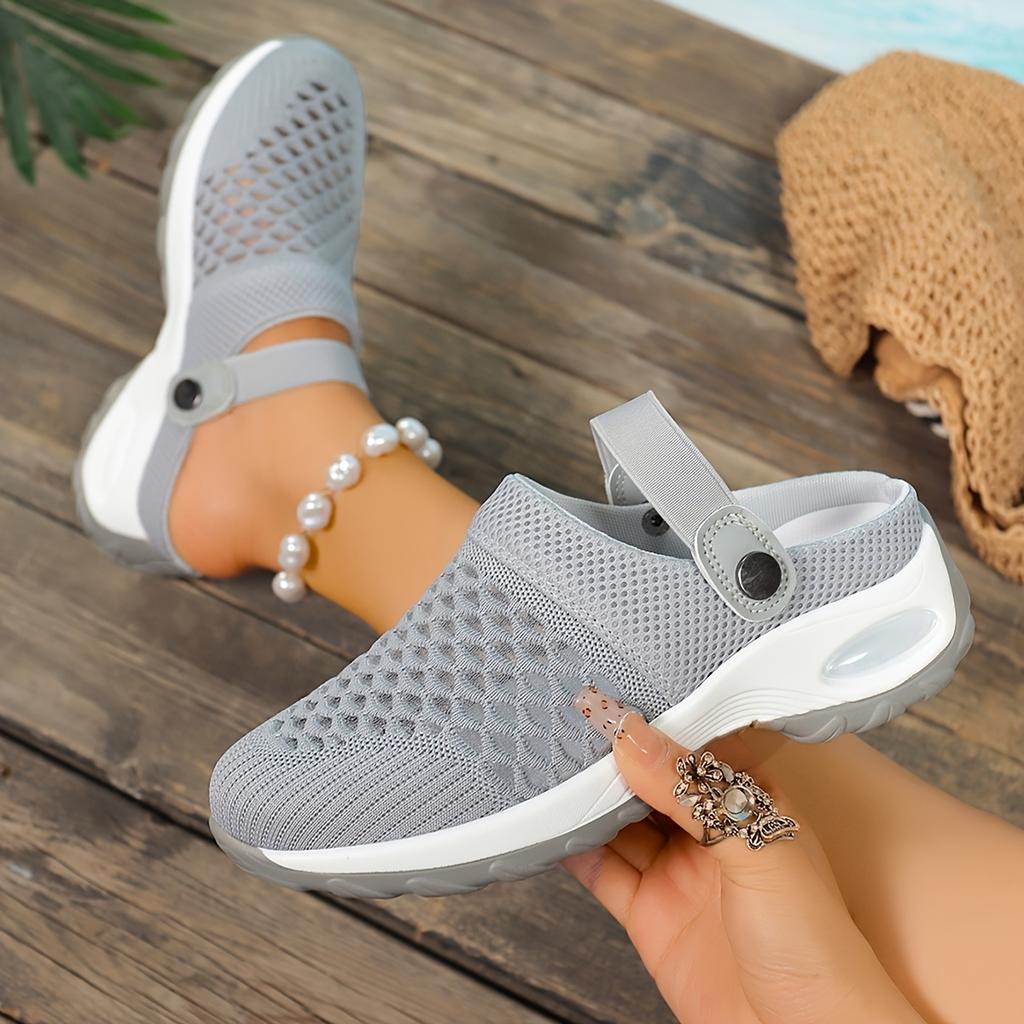 Nowe letnie damskie sandały wsuwane - Oddychająca siateczkowa cholewka z paskiem na kostkę, Wygodna podeszwa EVA i wsparcie łuku stopy