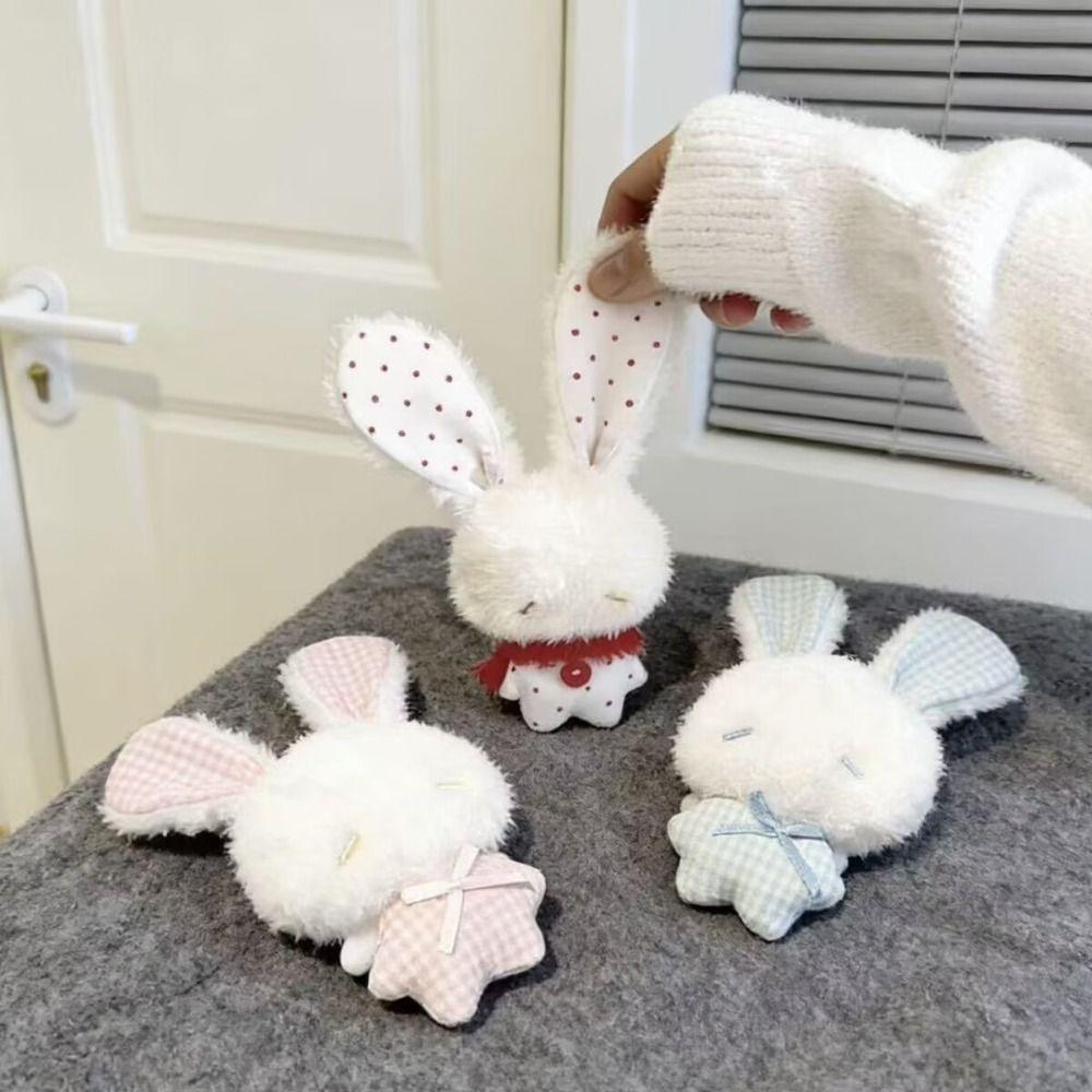 Soft Stuffed Rabbit Doll Pendant Long Ear Stuffed Bag Charm Cartoon Backpack Pendant Backpack