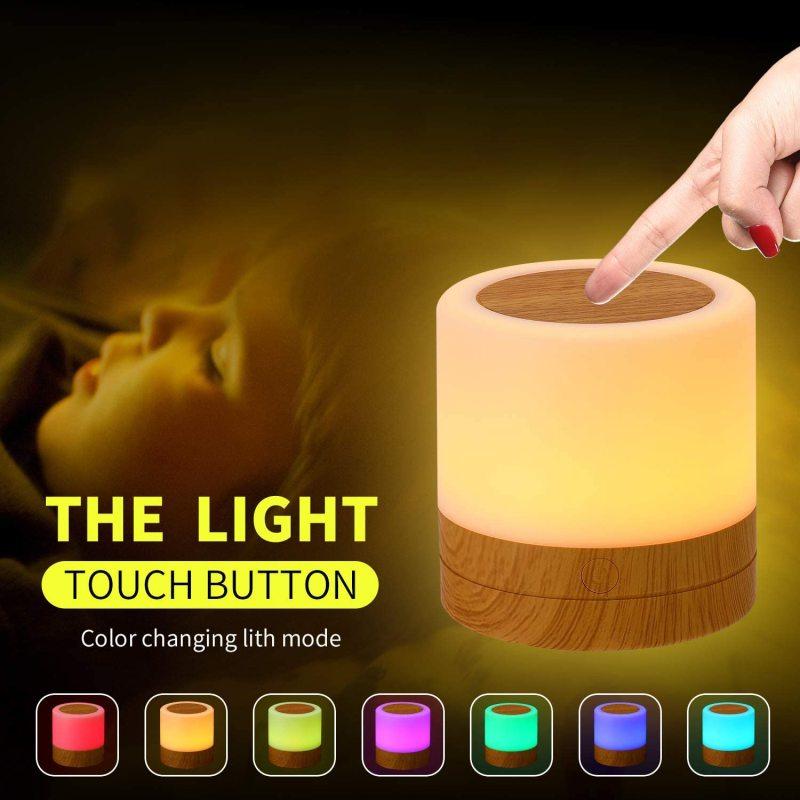 Rgb Colorful Night Light 7 Color-Changing Adjustable Brightness Table Lamp With Handle For Bedroom