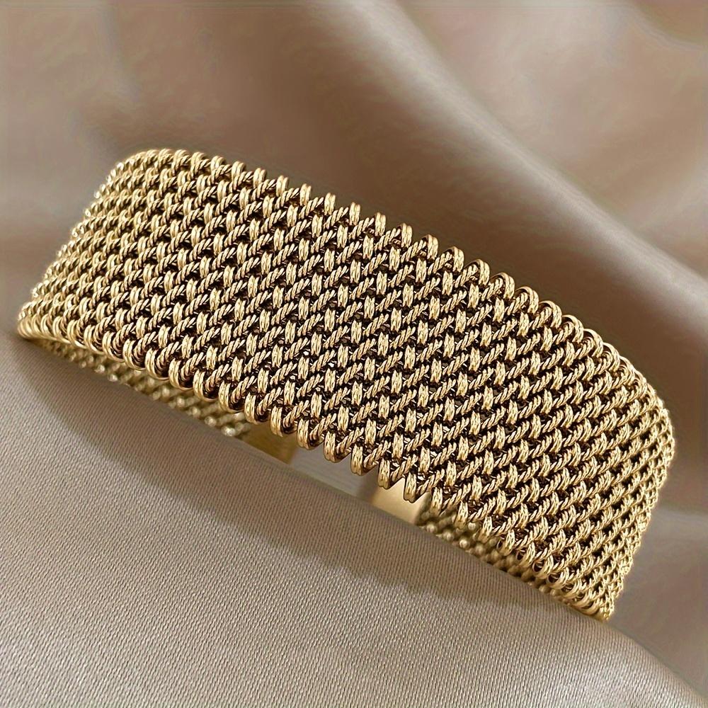 high qualityFashion New Woven Bracelet | 18K Golden Plated 304 Stainless Steel Metal Bracelet | Versatile Accessory for Daily and Party Occasions