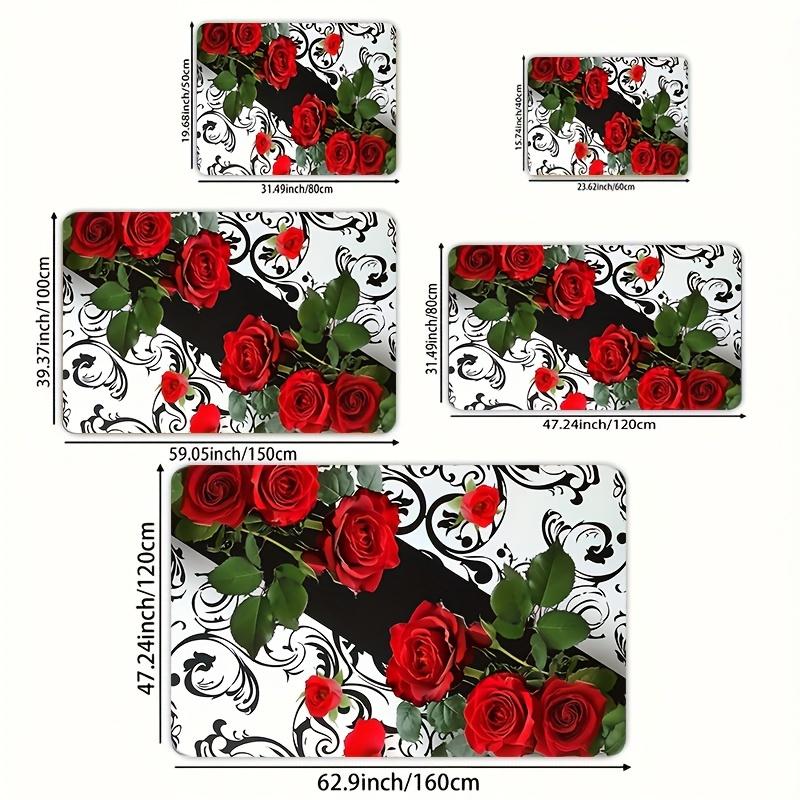 1 szt. antyzmęczeniowe dywaniki kuchenne, czerwony kwiat róży, wodoodporny, antypoślizgowy, gruby, wyściełany dywanik kuchenny, wytrzymały, wygodny, stojący dywanik kuchenny