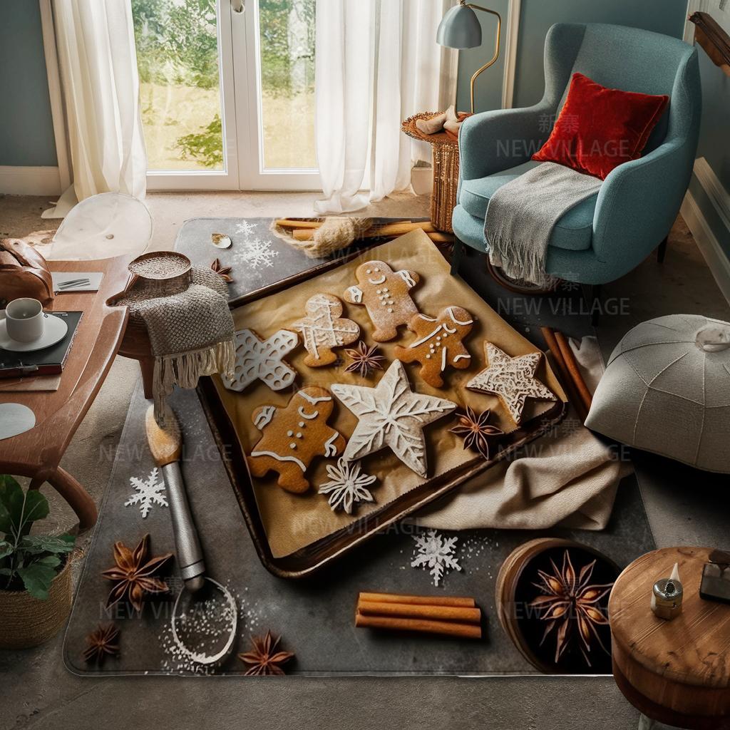 House Entrance Carpet Home Door Mat Living Room Bath Foot Bathroom Non-slip Water Absorption Rugs Bath Merry Christmas Winter