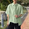 INCERUN Summer Men Lapel Tie Up Short Sleeve Buttons High Low Casual Shirts