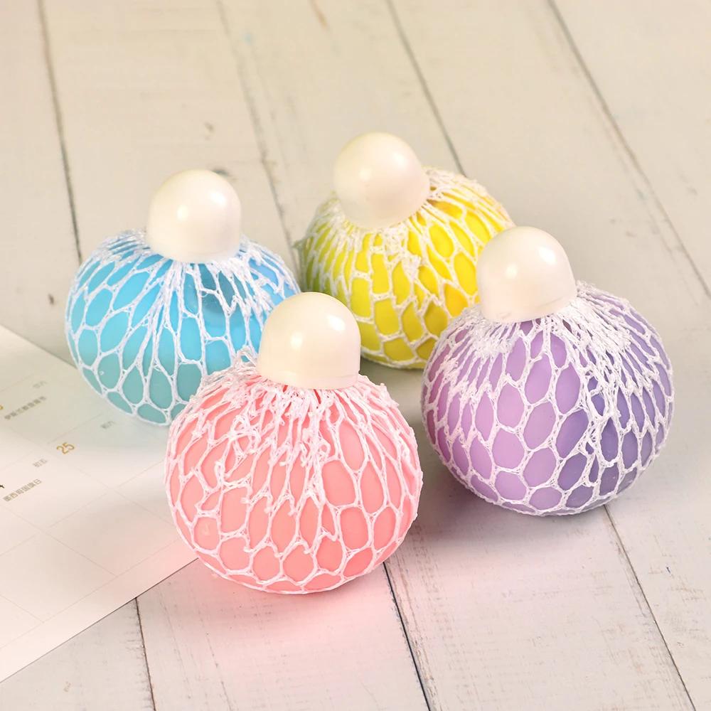 New 6CM Colored Flour Grape Ball Tennis Ball Decompression Squeeze Fingertip Toy TPR Wet Soft Pressure Ball Adult Kids Gift