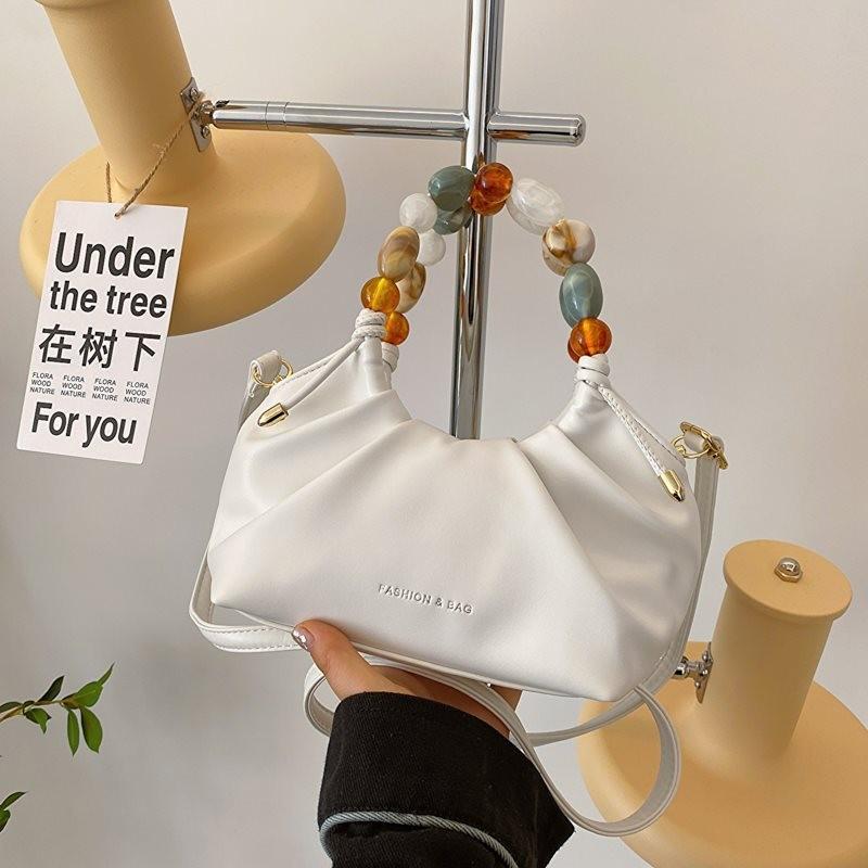 Stylish Soft Texture Handheld Pleated Bag For Women In Black Beige Brown And More