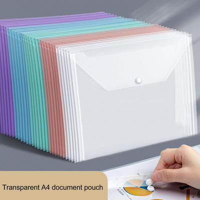 5Pcs Transparent Document Folder A4 Size Test Paper Classification Storage Pocket Thickened File Holders Office School Supplies