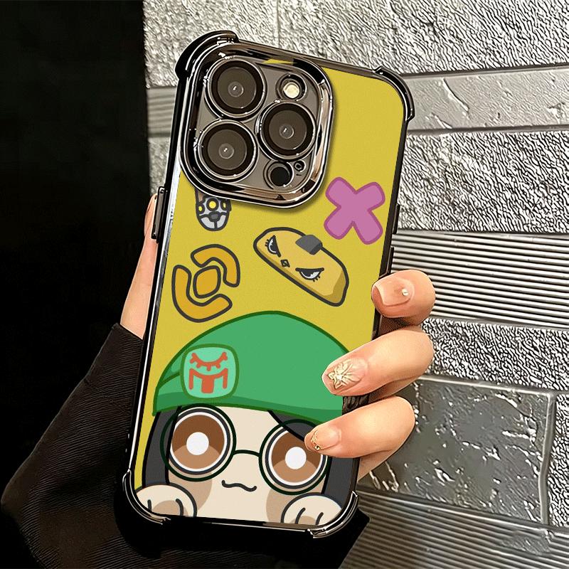 V-Valorant Cute Catoon Plating Phone Case For Iphone 16 17 Pro Max Air 16E 14 15 Plus 12 13 Mini Anti-Fall Airabag Cover