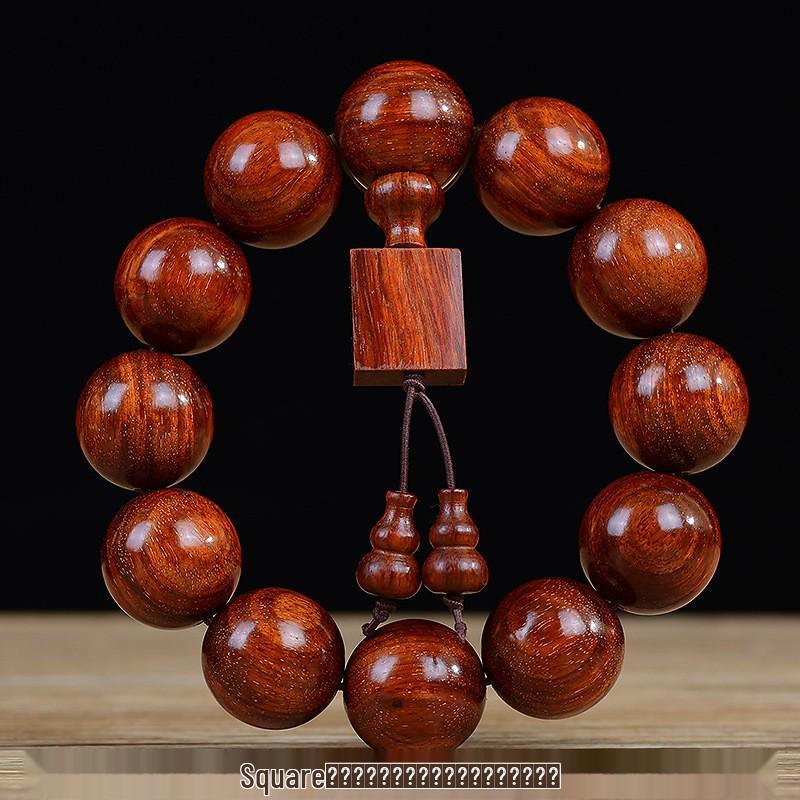 Náramek z korálků zambijského krvavého santalového dřeva a malolistého červeného santalového dřeva ve stylu Zlaté hvězdy