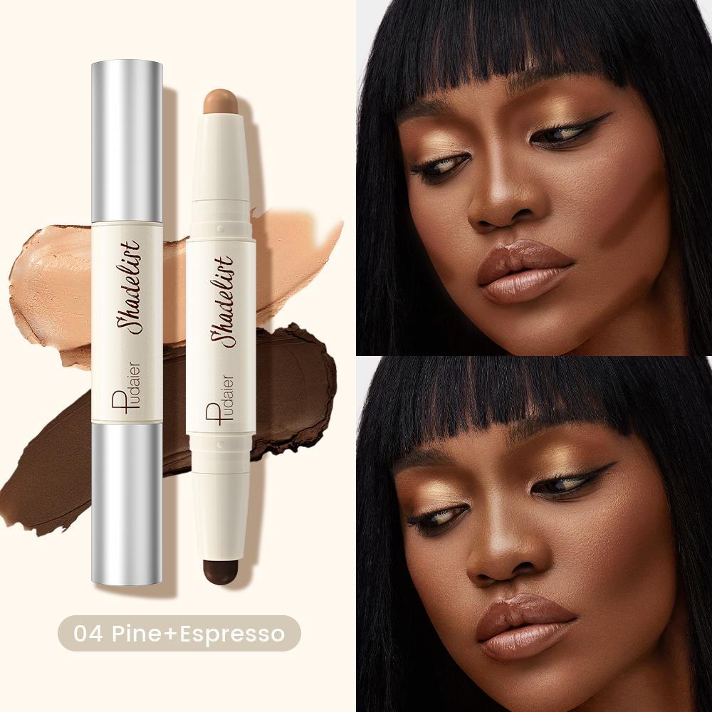 Feuchtigkeitsspendender Seidiger Dreidimensionaler Konturstift Natürlich Matt Zweifarbiger Gesichts-Highlighter Aufheller Nasenschatten Make-up Concealer