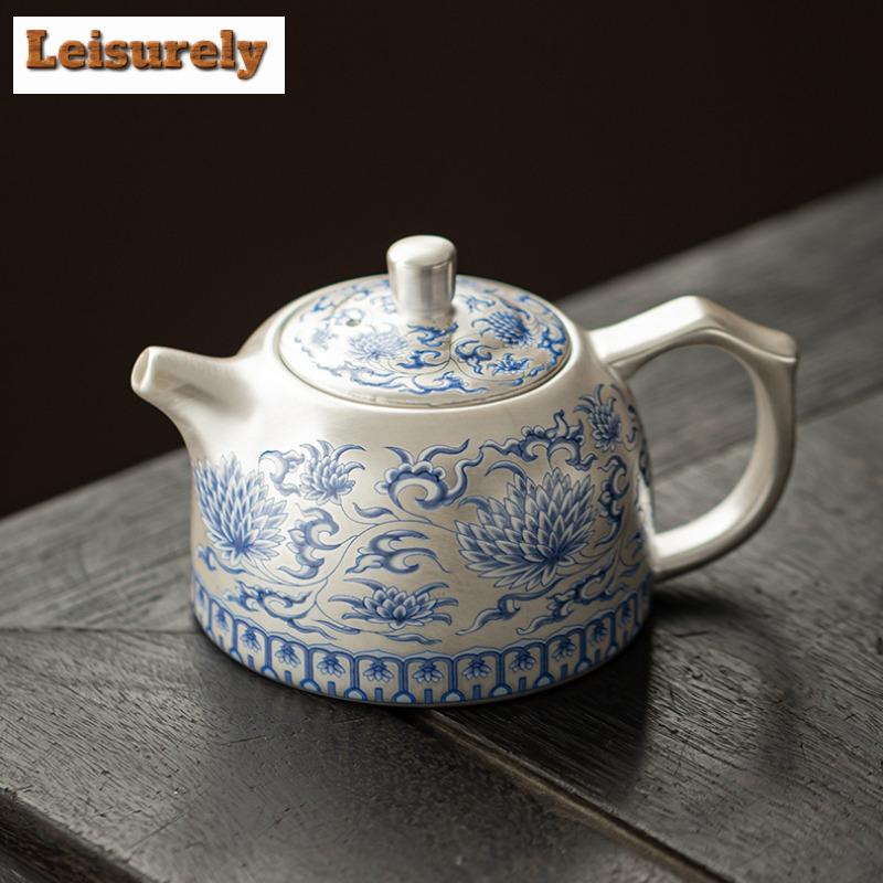 180ml Gilt Silver Step-by-step Lotus Well-railing Teapot Elegant Tea Infuser Pot Tea Soaking Kettle With Ball Hole For Tea Craft