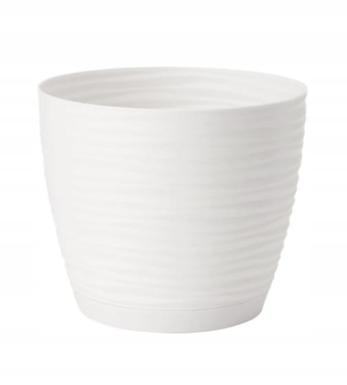Flowerpot with saucer, white, 19x173cm, plastic