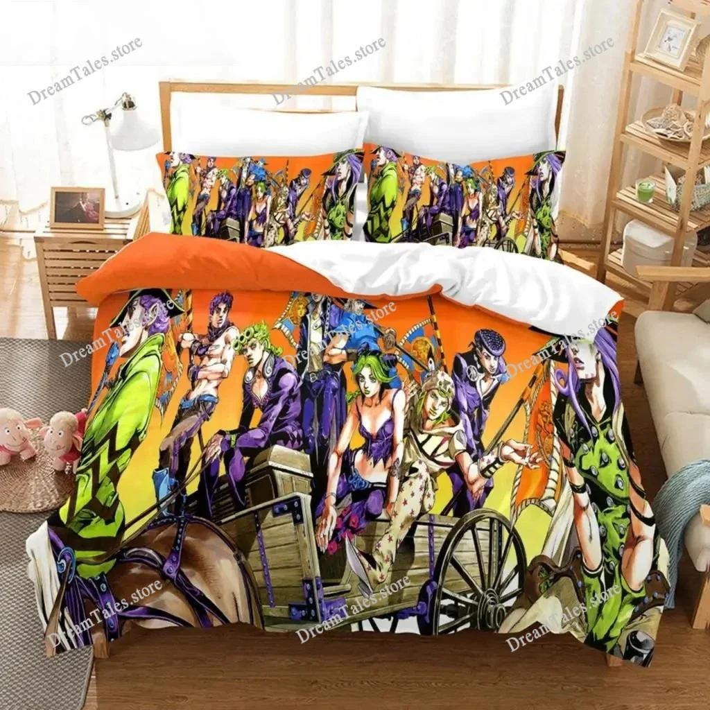 Exquisite 3D Anime JoJo Bizarre Adventure Jotaro Kujo Print Bedding Set Duvet Cover Comforter Bed Youth Kids Girls Boys Gift