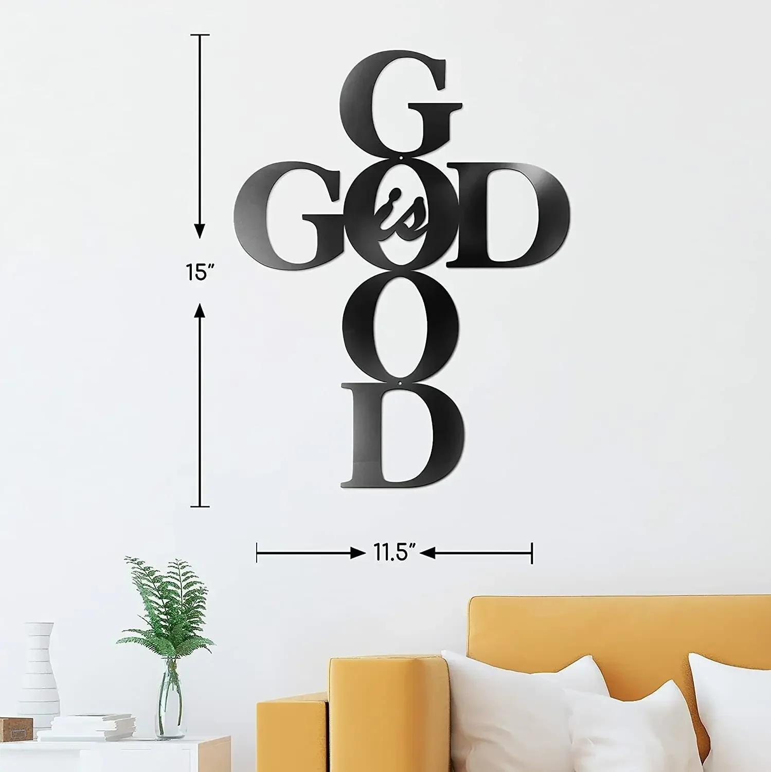 

1 шт. Черный металлический крест, Бог - хороший знак, настенный декор, религиозный декор для кухни, гостиной, спальни, кабинета, крыльца, украшения светло-серый